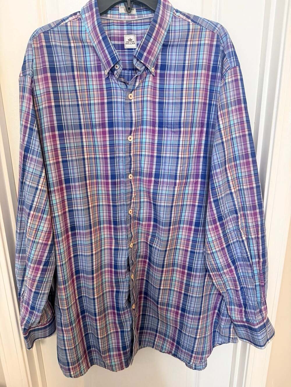 Peter Millar Men's XXL Multicolor Plaid Button Up Long Sleeve Shirt
